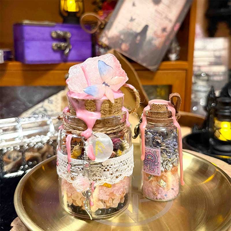 Artisan Handmade Botanical Bottle with Unique Decorative Details