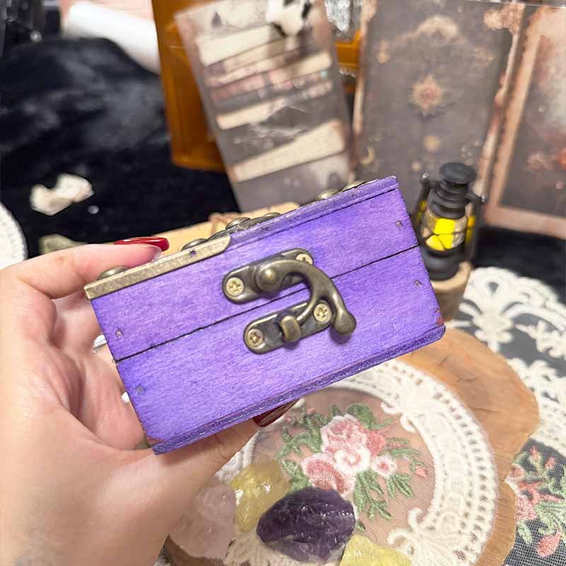 Compact purple vintage jewelry box interior storage compartments