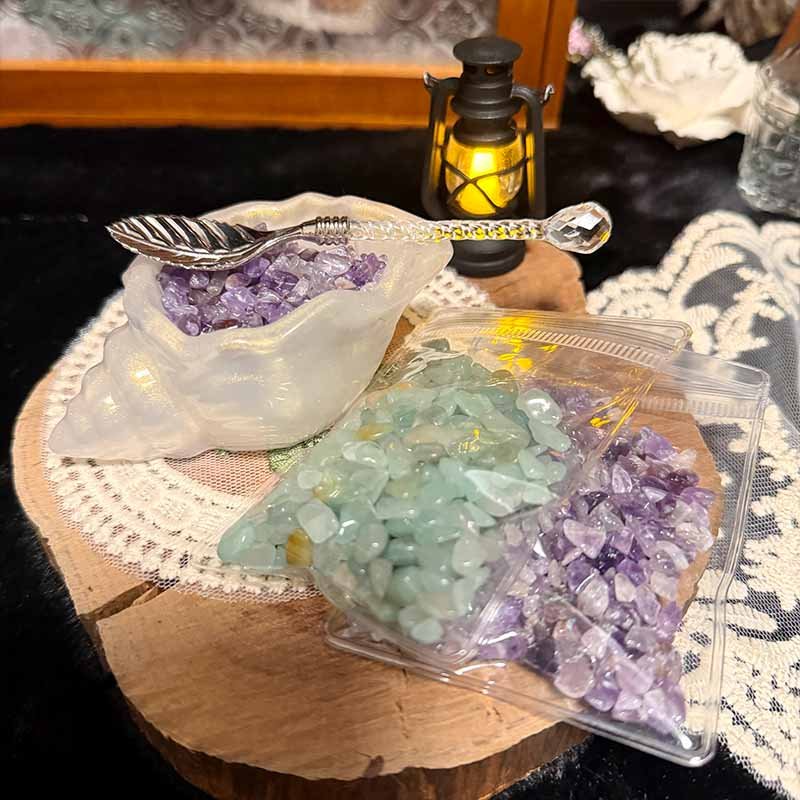 Natural raw amethyst and crystal chips for handmade jewelry and decor