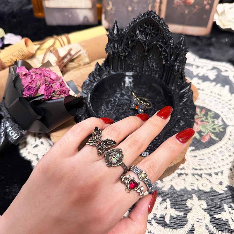 Antique bronze statement rings for women vintage style stackable jewelry set