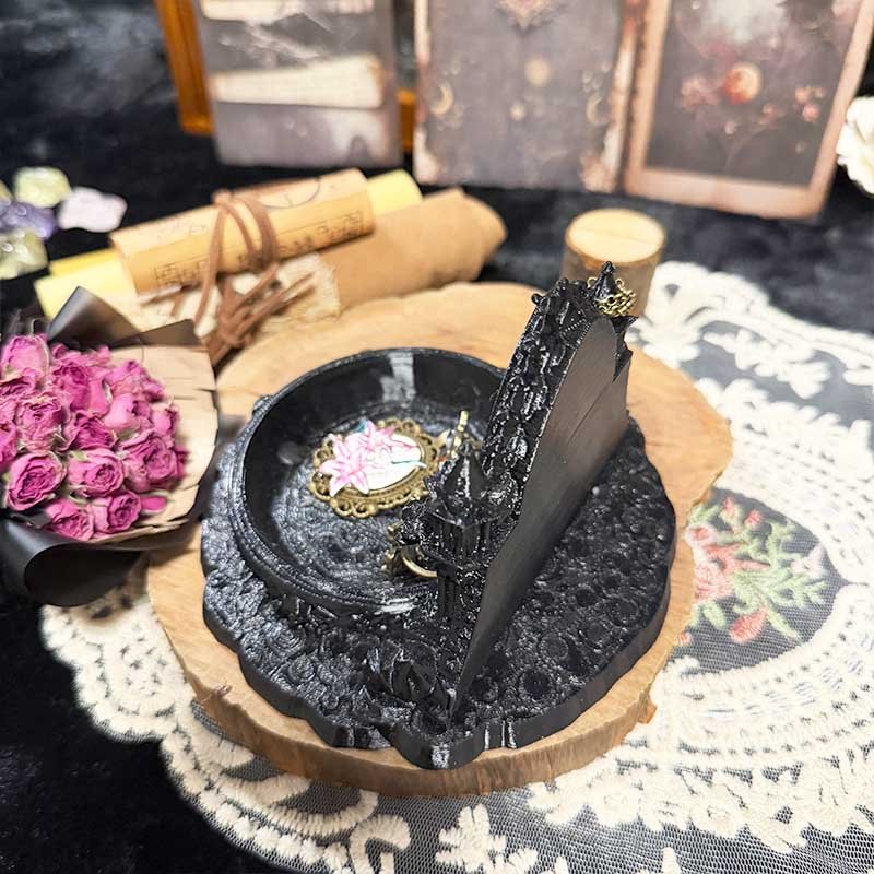 Gothic jewelry dish for rings dark academia decor bedroom vanity accessory